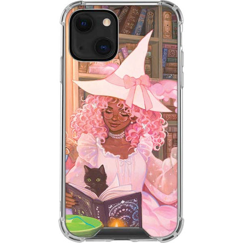 Pink Anime Witch Girls in Library with Cats by Ivy Dolamore iPhone 14 Clear Case